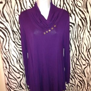 2/$20 Purple long sleeve dress w/ button accents